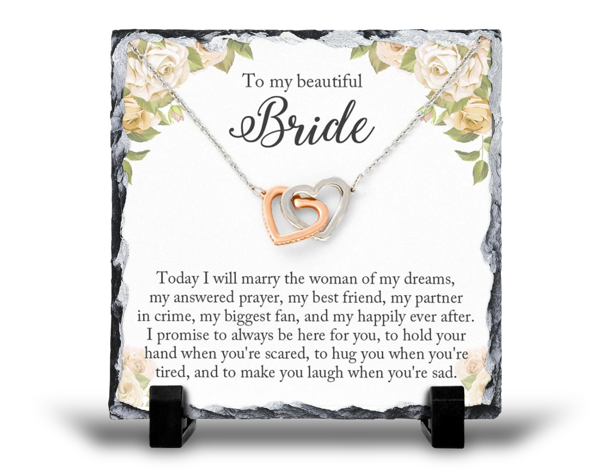 To My Beautiful Bride My Best Friend Gift Rock Slate